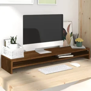 vidaXL Monitor Stand Brown Oak 39.4"x9.4"x5.1" Engineered Wood