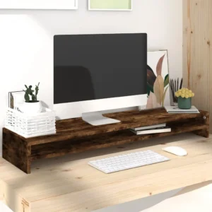 vidaXL Monitor Stand Smoked Oak 39.4"x9.4"x5.1" Engineered Wood