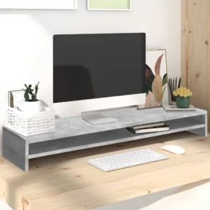 vidaXL Monitor Stand Concrete Grey 39.4x9.4x5.1" Engineered Wood