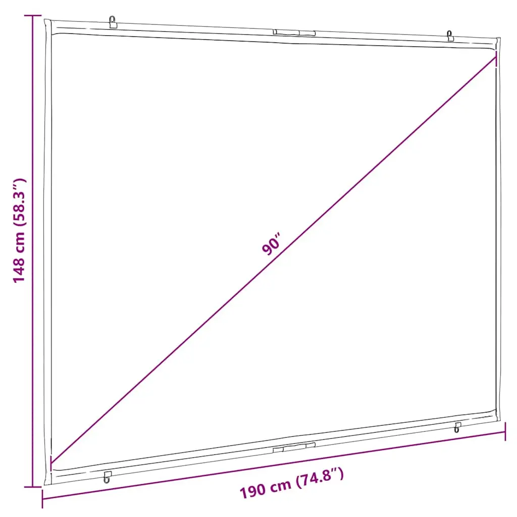 vidaXL Projection Screen Wall-Hanging 90 Inch 4:3 - Image 7