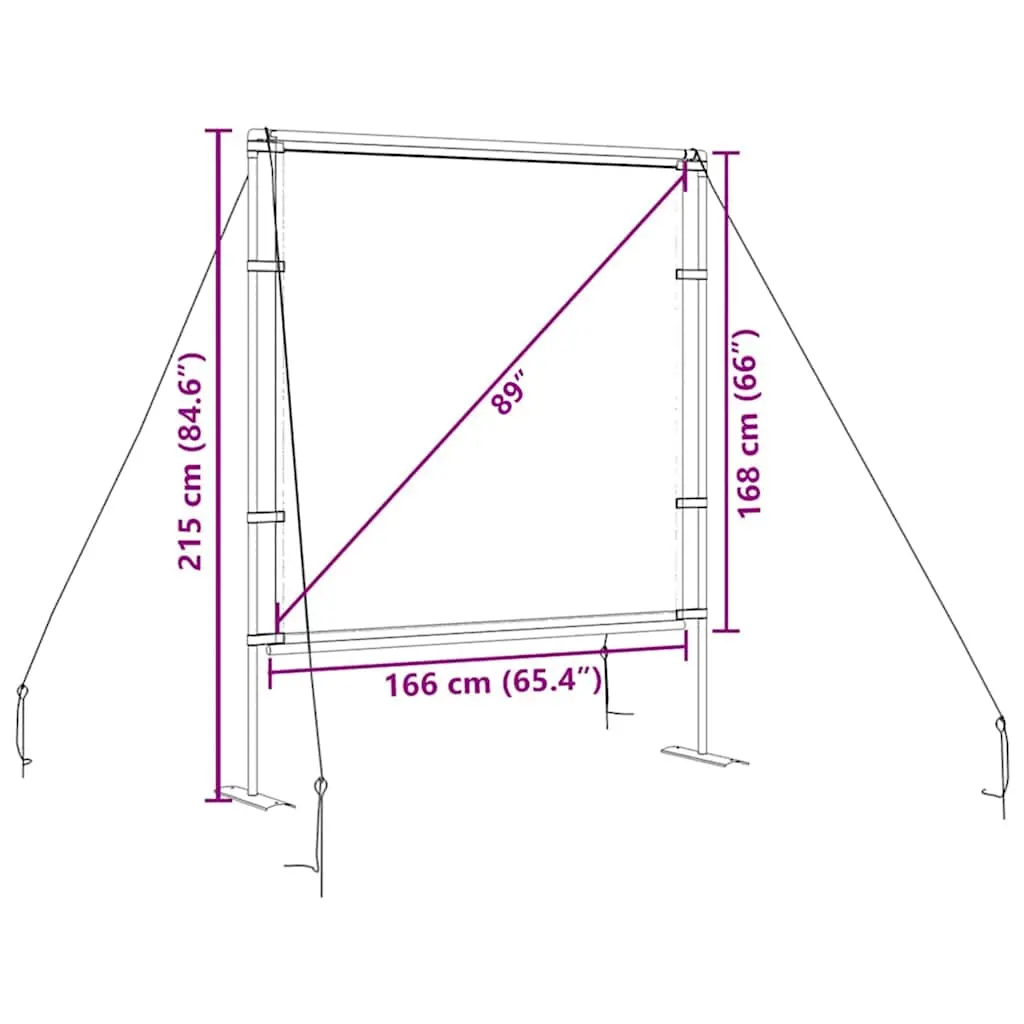 vidaXL Projection Screen with Stands 89 Inch 1:1 - Image 8