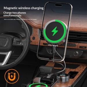 2-in-1 Magnetic Wireless Car Charger With Phone Holder For Vehicles