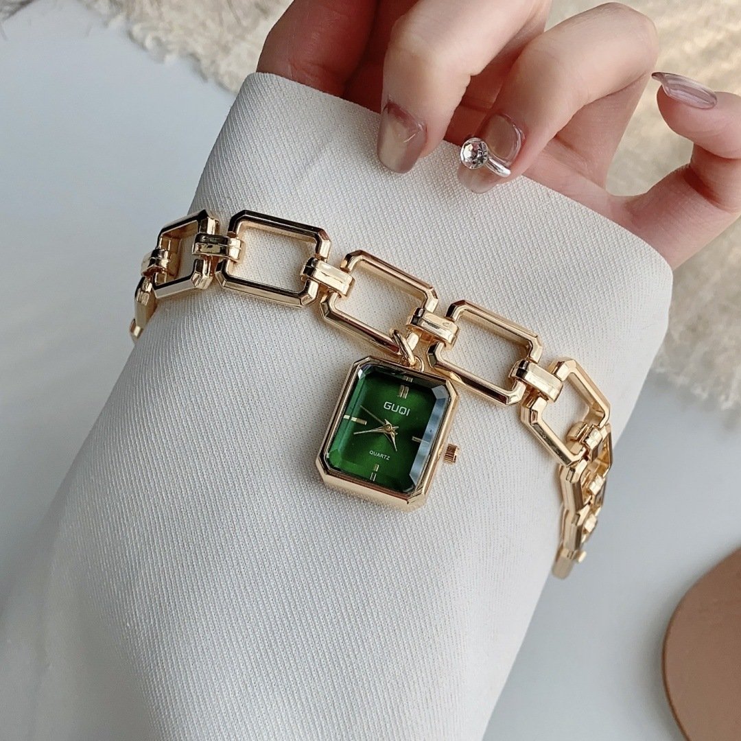 Womens Decorative Watch With Square Pendant And Bracelet Style - Image 5