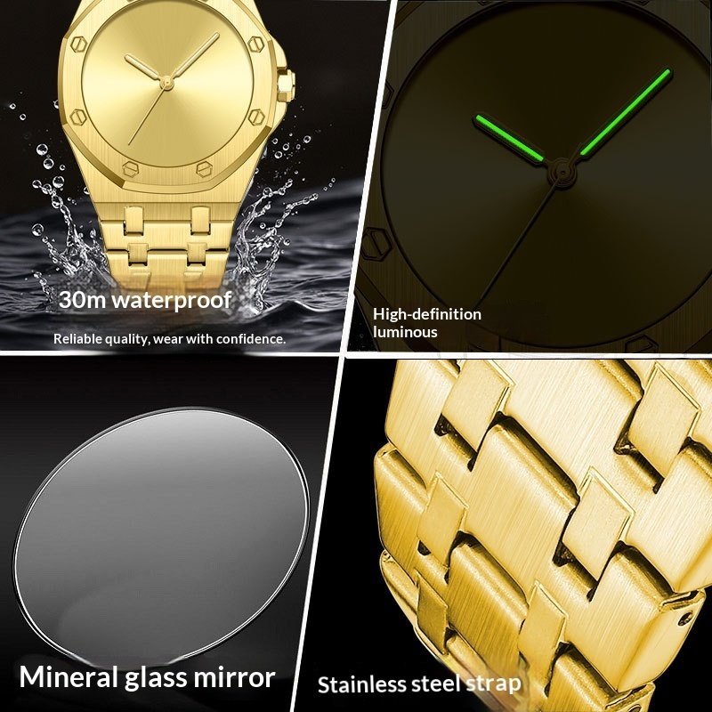 Simple Smooth-surface Octagonal Waterproof Quartz Mens Watch - Image 7