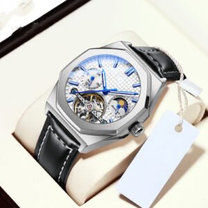 Flywheel Sun Moon Star Mechanical Watch for Man