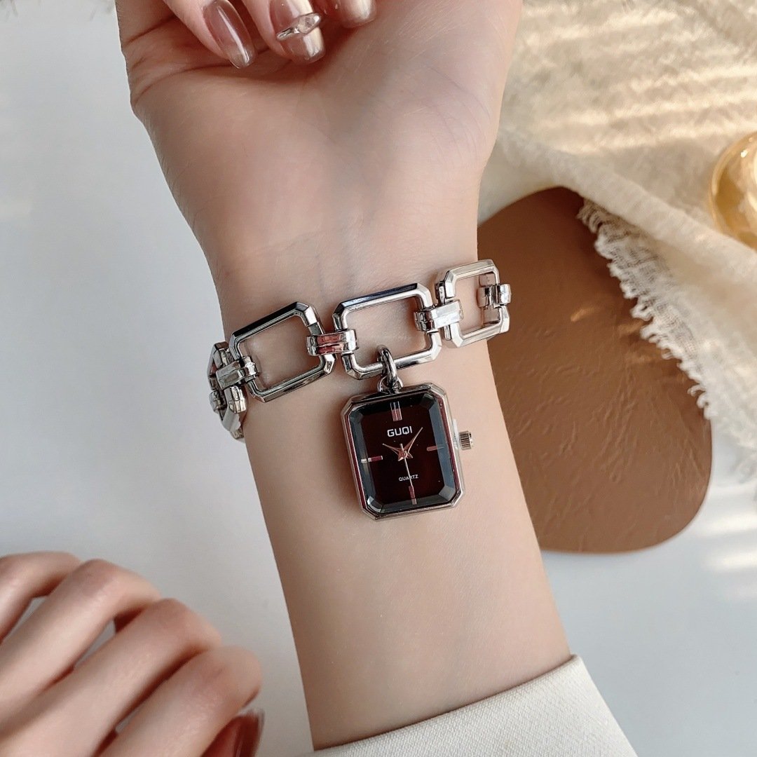 Womens Decorative Watch With Square Pendant And Bracelet Style - Image 7