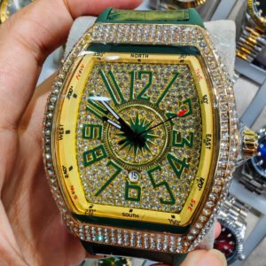 Barrel-shaped Minimalist Wristwatch Leather Strap Diamond Accents Quartz Watch