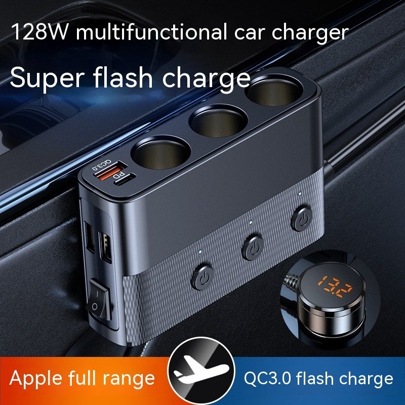 One-to-three Vehicle Multi-function USB30 And PD Interface Charger