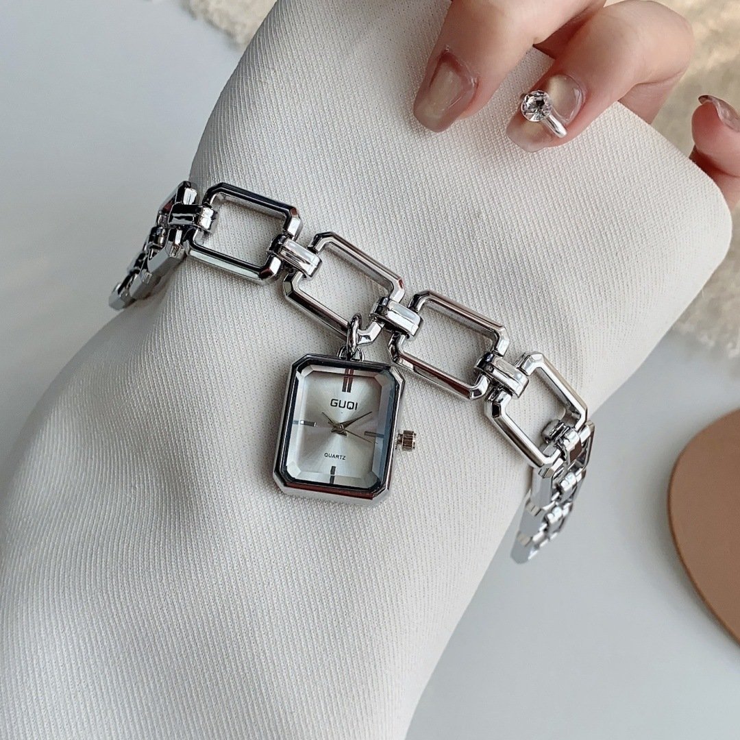 Womens Decorative Watch With Square Pendant And Bracelet Style - Image 6