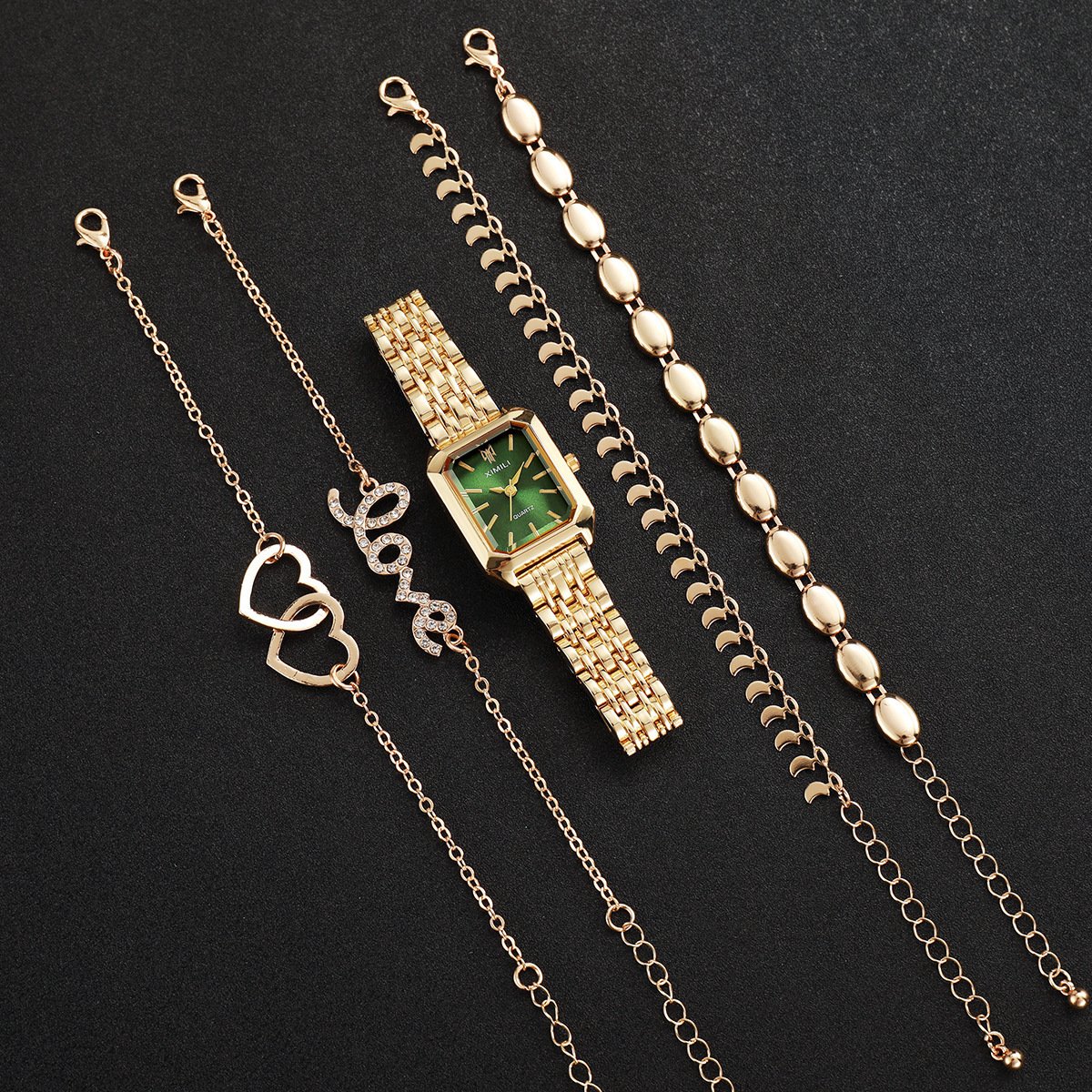 Sleek, Versatile Square Womens Watch Heart-shaped Bracelet - Image 7