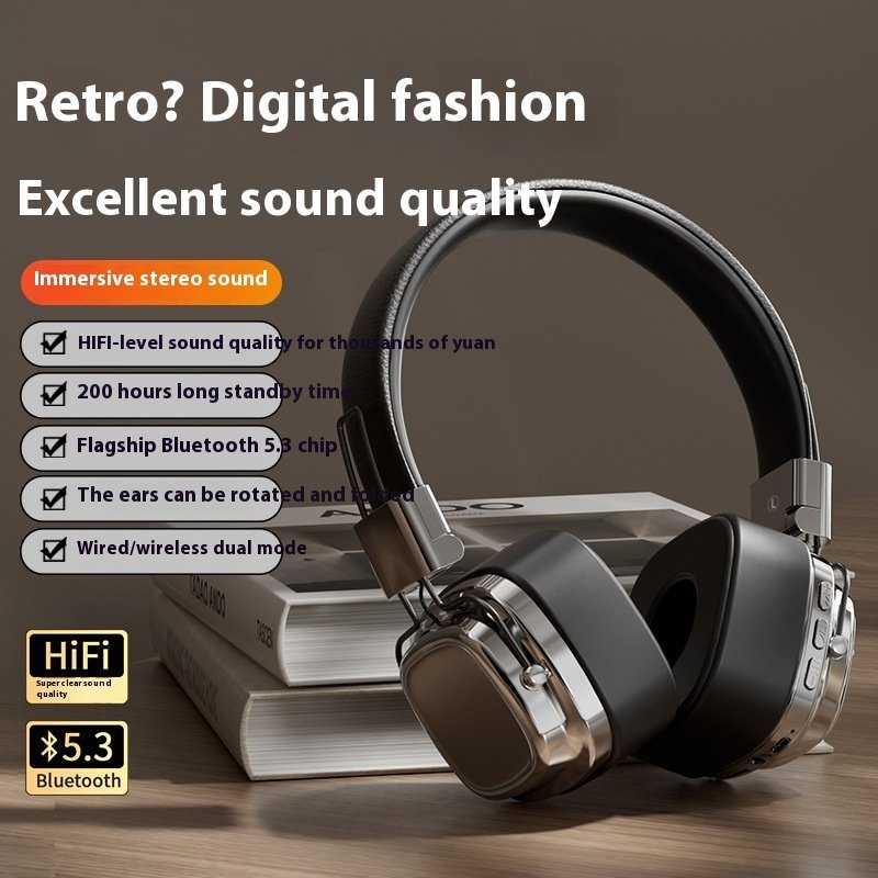 Retro Wireless Bluetooth-compatible 5.3 Head-mounted Dynamic Bass Boost Headset - Image 4