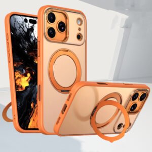 iPhone Case In Orange, With Magnetic 360-degree Rotating Stand