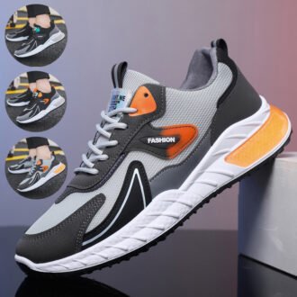 Color-blocked Fashion Sneakers For Men, Casual Outdoor Running Walking Shoes