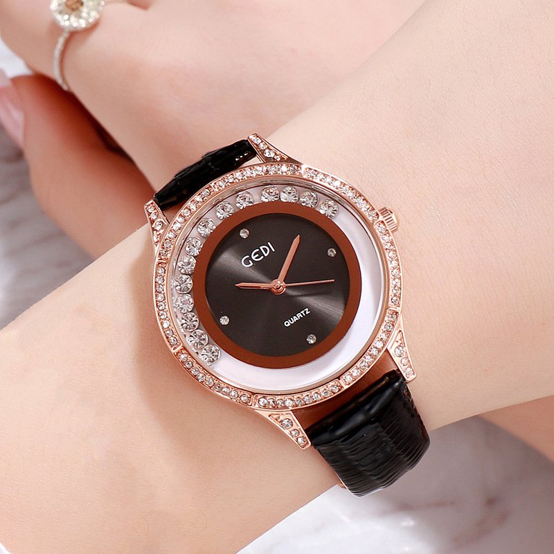 GEDI Double-Diamond Leather Belt All-Match Watch For Women - Image 7