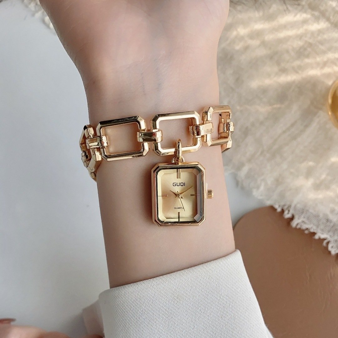Womens Decorative Watch With Square Pendant And Bracelet Style - Image 8