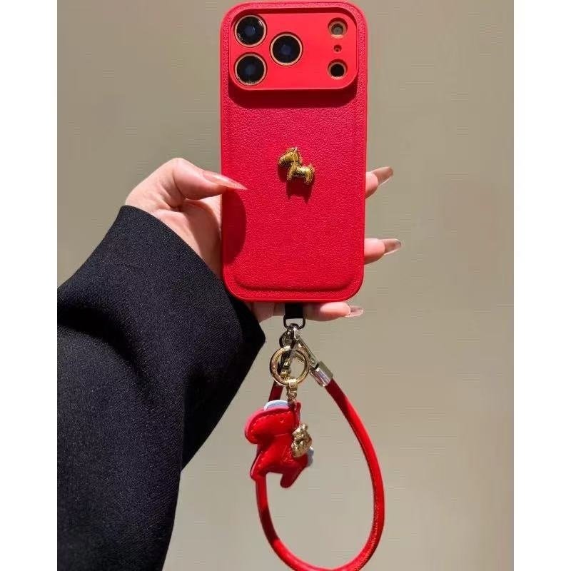 Red Little Golden Horse iPhone Case - Image 3