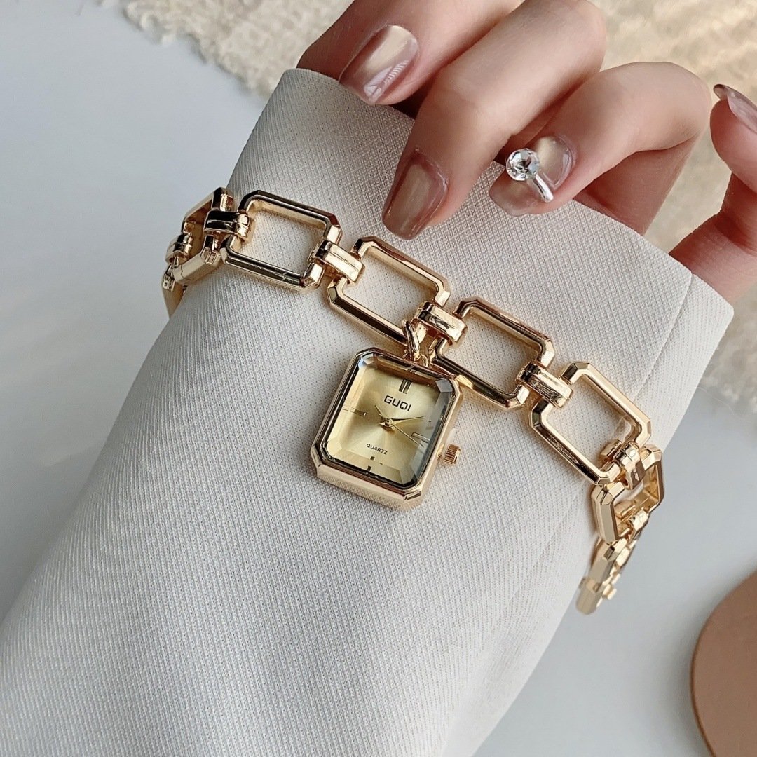 Womens Decorative Watch With Square Pendant And Bracelet Style - Image 9