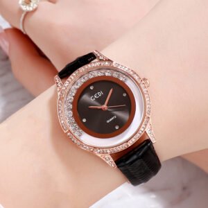 GEDI Double-Diamond Leather Belt All-Match Watch For Women