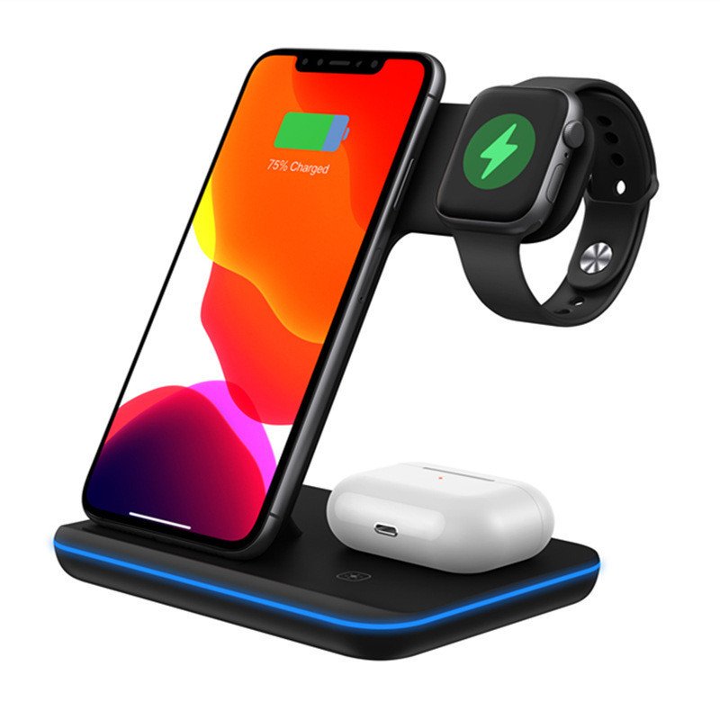 Three-In-One 15W Wireless Charger, Fast Charging Desktop Stand