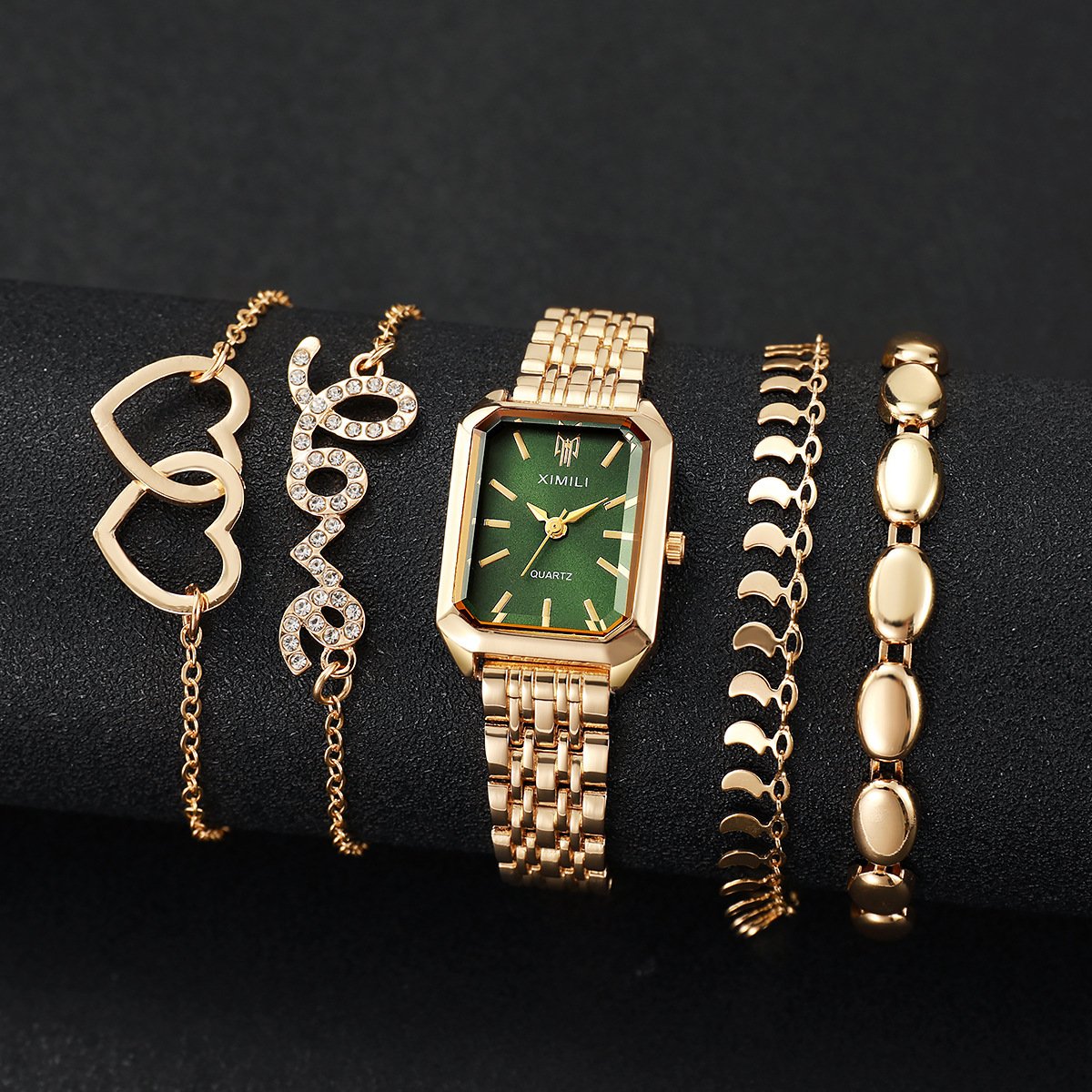 Sleek, Versatile Square Womens Watch Heart-shaped Bracelet - Image 3