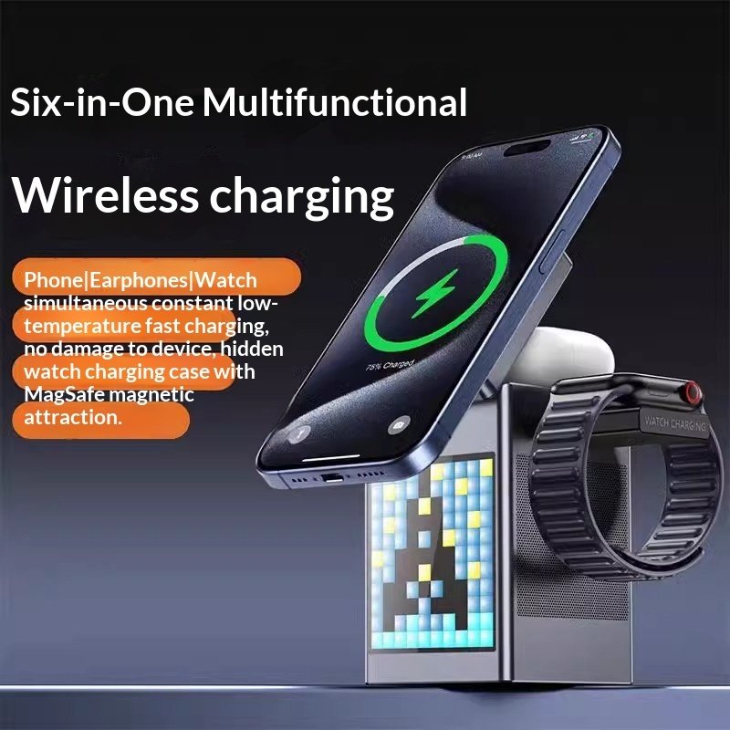 All-in-one Multi-functional Magnetic Bluetooth Speaker Alarm Clock Wireless Charger And Desktop Phone Stand - Image 3