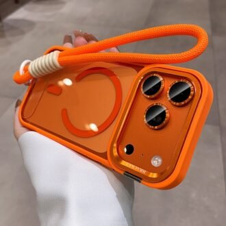 Metal Lens-mount Phone Case With Magnetic Attachment And Lanyard