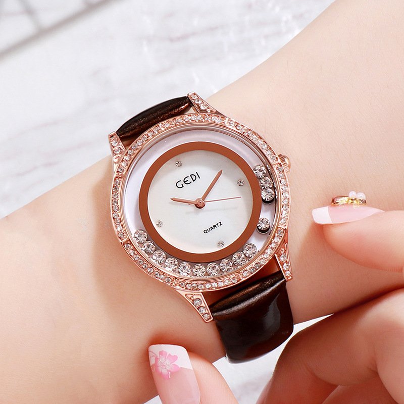 GEDI Double-Diamond Leather Belt All-Match Watch For Women - Image 2
