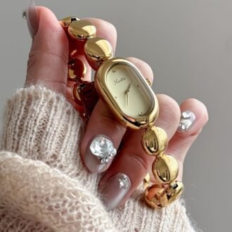 Gold Elegant Oval Women's Bracelet Watch