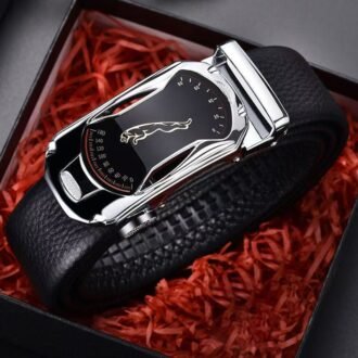 Men's Trendy Wide Leather Belt, With Automatic Buckle