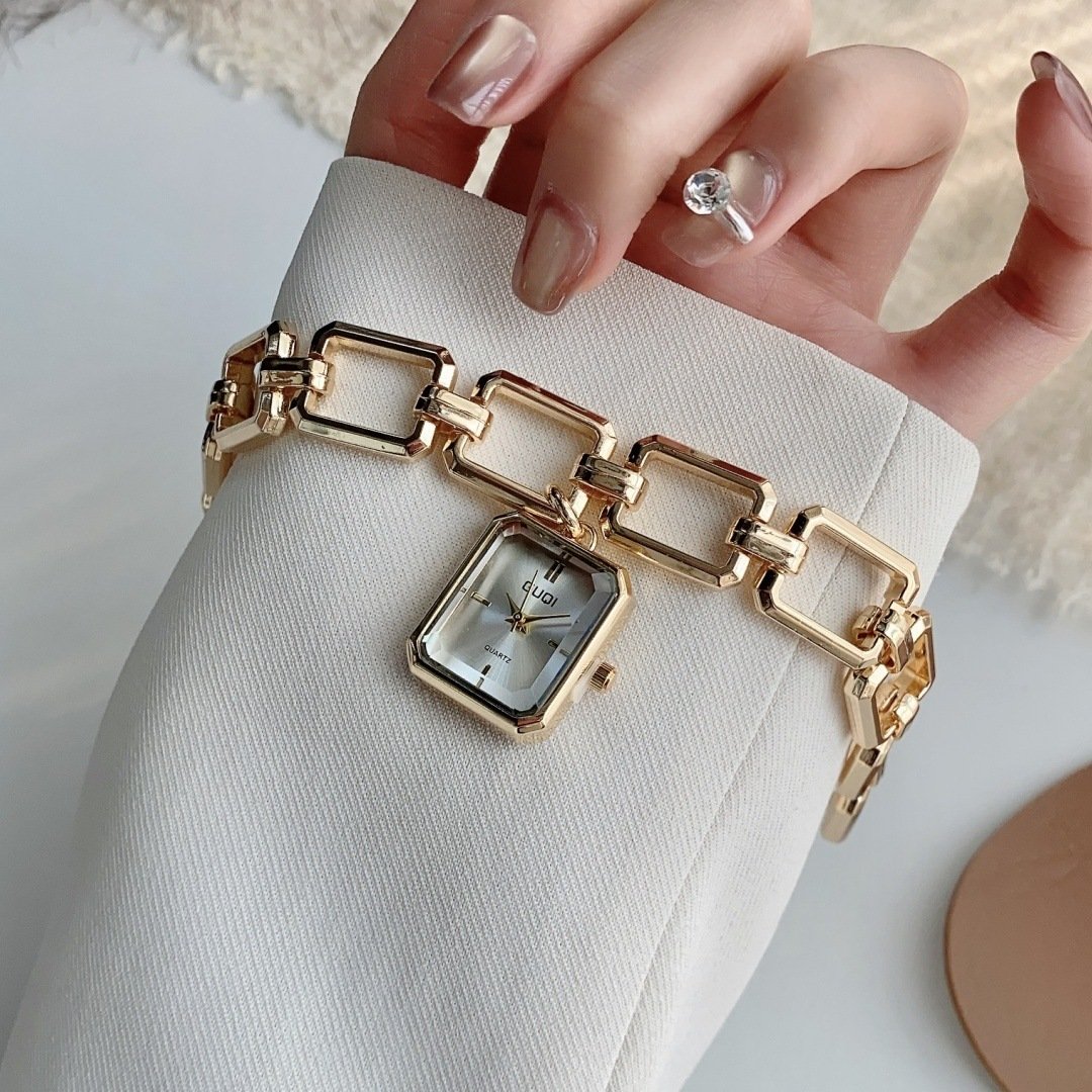 Womens Decorative Watch With Square Pendant And Bracelet Style - Image 10
