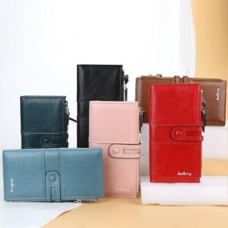 Buckle zipper clutch Wallet,  Women's Leather Wallet