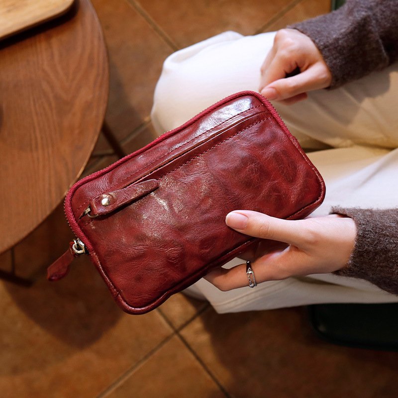 Retro Genuine Leather Womens Wallet Clutch Bag - Image 9