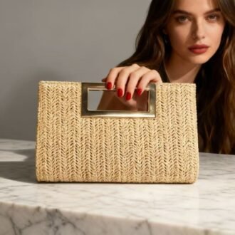 Womens Fashion New Woven Chain Clutch Bag