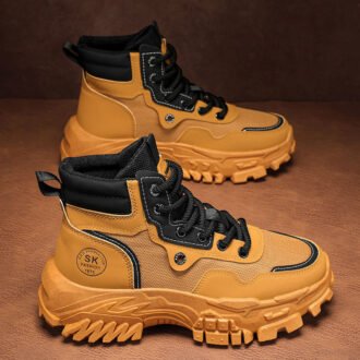 Breathable High-top Vintage British-style Work Boots, Man's Boots