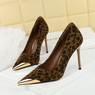 Women's Stiletto Suede Pointed Leopard-print High Heels
