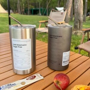 Stainless Steel Ice Vacuum Double Round Straw Straight Household Portable Coffee Cup