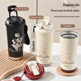 316 Stainless Steel Lily Coffee Mug, Insulated Outdoor Use