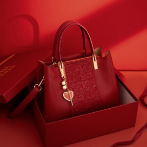 Embroidered Red High-Capacity Tote Woman's Bag