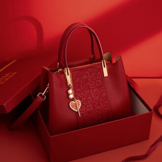Embroidered Red High-Capacity Tote Woman's Bag